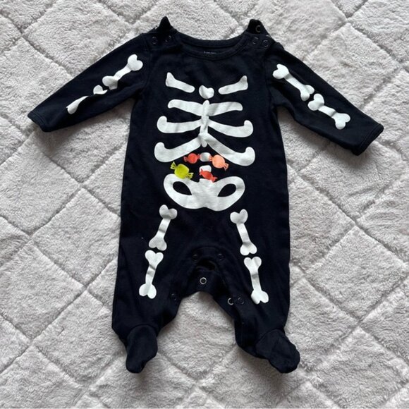 Carter's Just One You | Black Skeleton Halloween Sleep N' Play | Size 3 Months - Picture 3 of 10